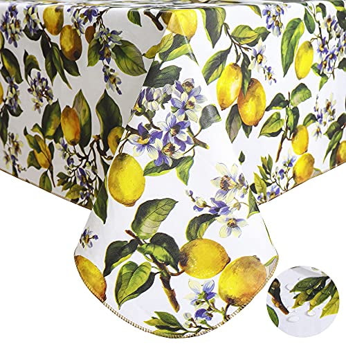 YADA Vinyl Flannel Backed Tablecloth Waterproof Oil-proof Stain-Resistant Wipeable PVC Table Cloth for Restaurants Picnic Party Kitchen Festival Celebrate Table Cover Blue Leaves 60X84 Inch Rectangle YADA Vinyl Flannel Backed Tablecloth Waterproof Oil-proof Stain-Resistant Wipeable PVC Table Cloth for Restaurants Picnic Party Kitchen Festival Celebrate Table Cover Blue Leaves 60X84 Inch Rectangle